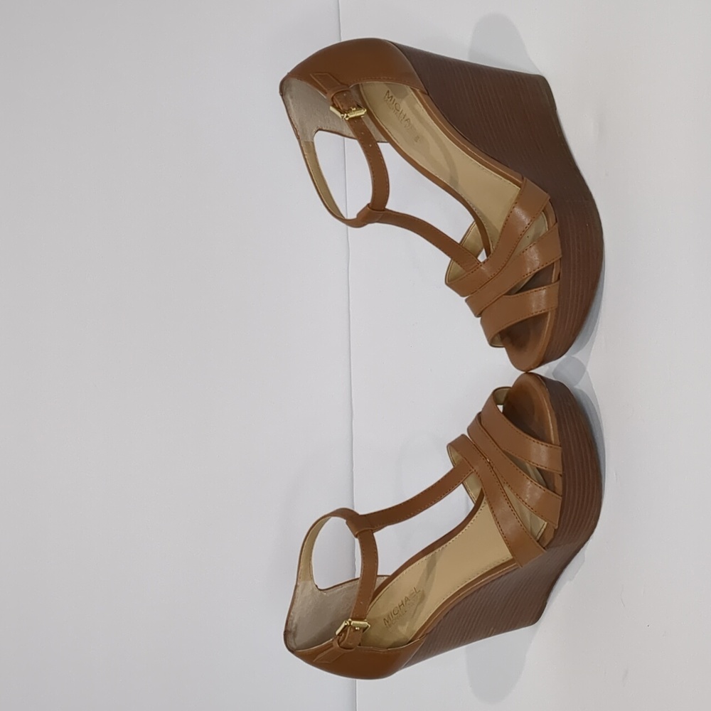 Michael Kors Sable Leather Wedge in Acorn/Brown